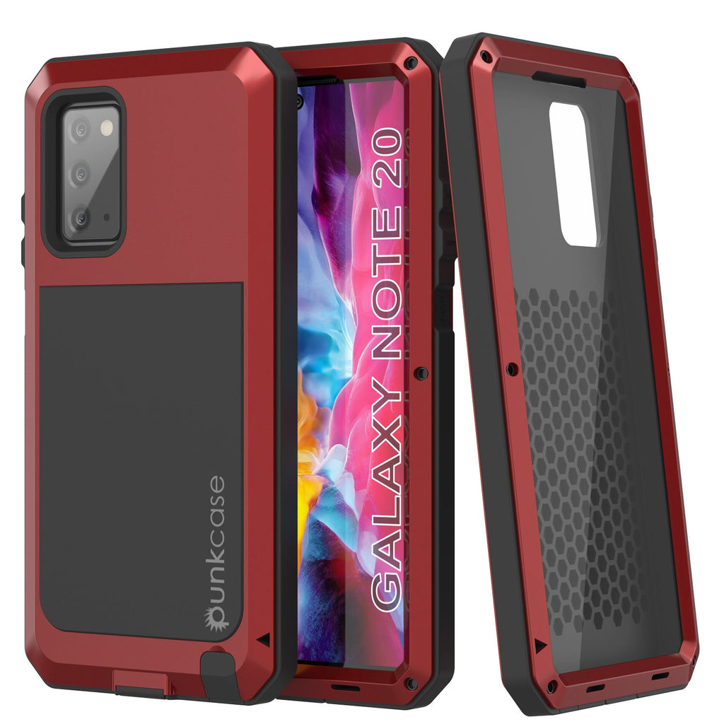 Galaxy Note 20  Case, PUNKcase Metallic Red Shockproof  Slim Metal Armor Case [Red] (Color in image: red)