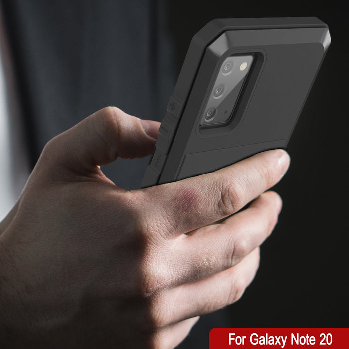 Galaxy Note 20 Case, PUNKcase Metallic Black Shockproof  Slim Metal Armor Case [Black] (Color in image: red)