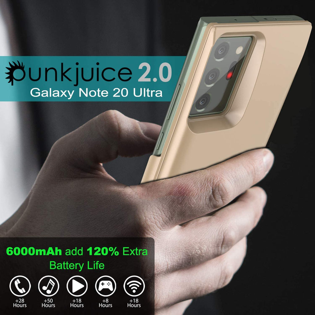 Galaxy Note 20 Ultra 6000mAH Battery Charger PunkJuice 2.0 Slim Case [Gold] 