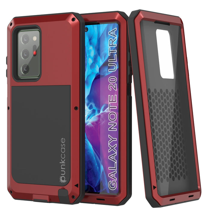 Galaxy Note 20 Ultra  Case, PUNKcase Metallic Red Shockproof  Slim Metal Armor Case [Red] (Color in image: red)