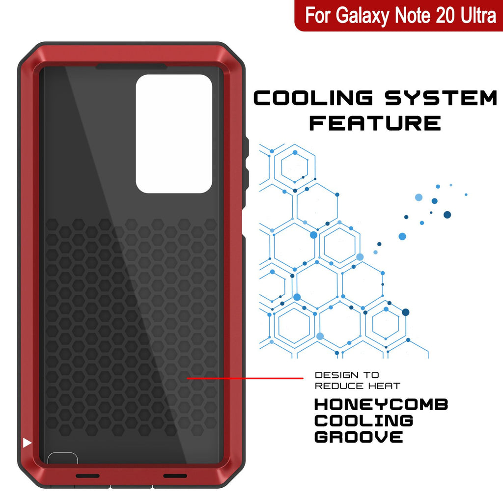 Galaxy Note 20 Ultra  Case, PUNKcase Metallic Red Shockproof  Slim Metal Armor Case [Red] (Color in image: black)