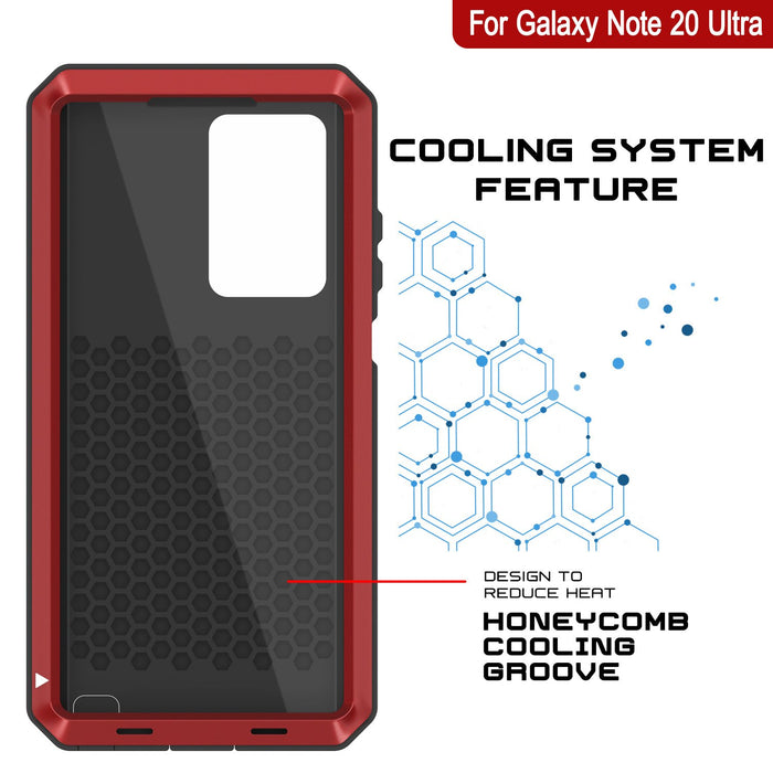 Galaxy Note 20 Ultra  Case, PUNKcase Metallic Red Shockproof  Slim Metal Armor Case [Red] (Color in image: black)