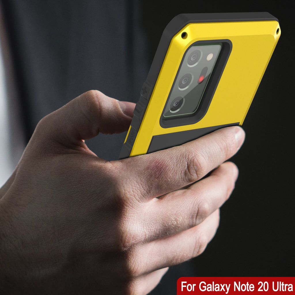 Galaxy Note 20 Ultra  Case, PUNKcase Metallic Neon Shockproof  Slim Metal Armor Case [Neon] (Color in image: red)