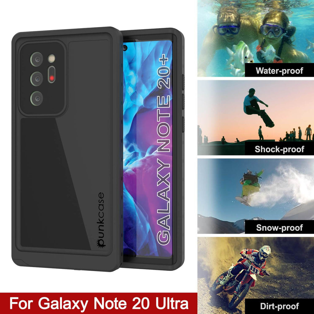 Galaxy Note 20 Ultra Waterproof Case, Punkcase Studstar Black Thin Armor Cover (Color in image: red)