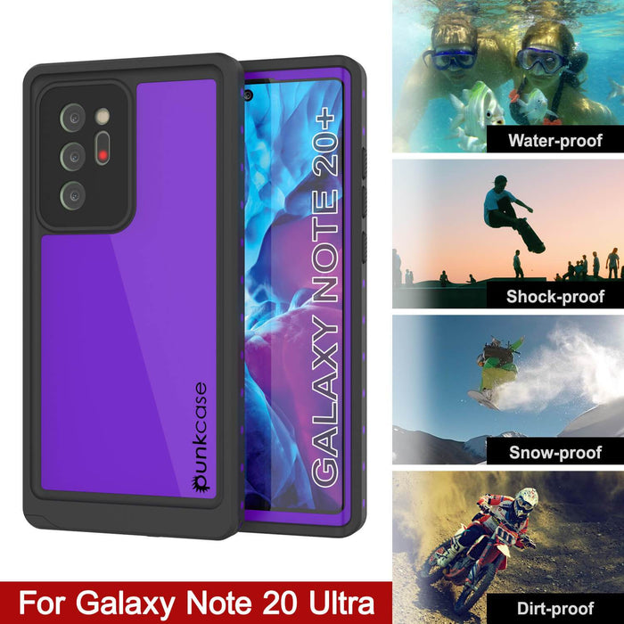 Galaxy Note 20 Ultra Waterproof Case, Punkcase Studstar Purple Series Thin Armor Cover (Color in image: light blue)