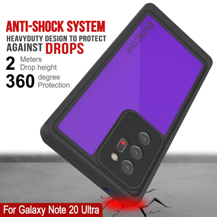 Galaxy Note 20 Ultra Waterproof Case, Punkcase Studstar Purple Series Thin Armor Cover (Color in image: pink)