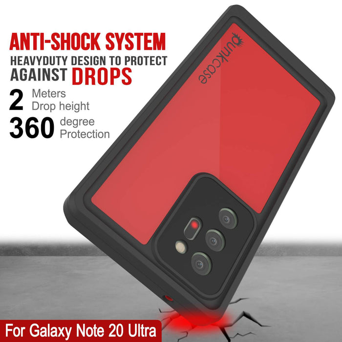 Galaxy Note 20 Ultra Waterproof Case, Punkcase Studstar Red Series Thin Armor Cover (Color in image: pink)