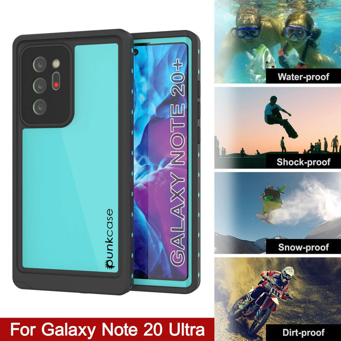Galaxy Note 20 Ultra Waterproof Case, Punkcase Studstar Series Teal Thin Armor Cover (Color in image: light green)
