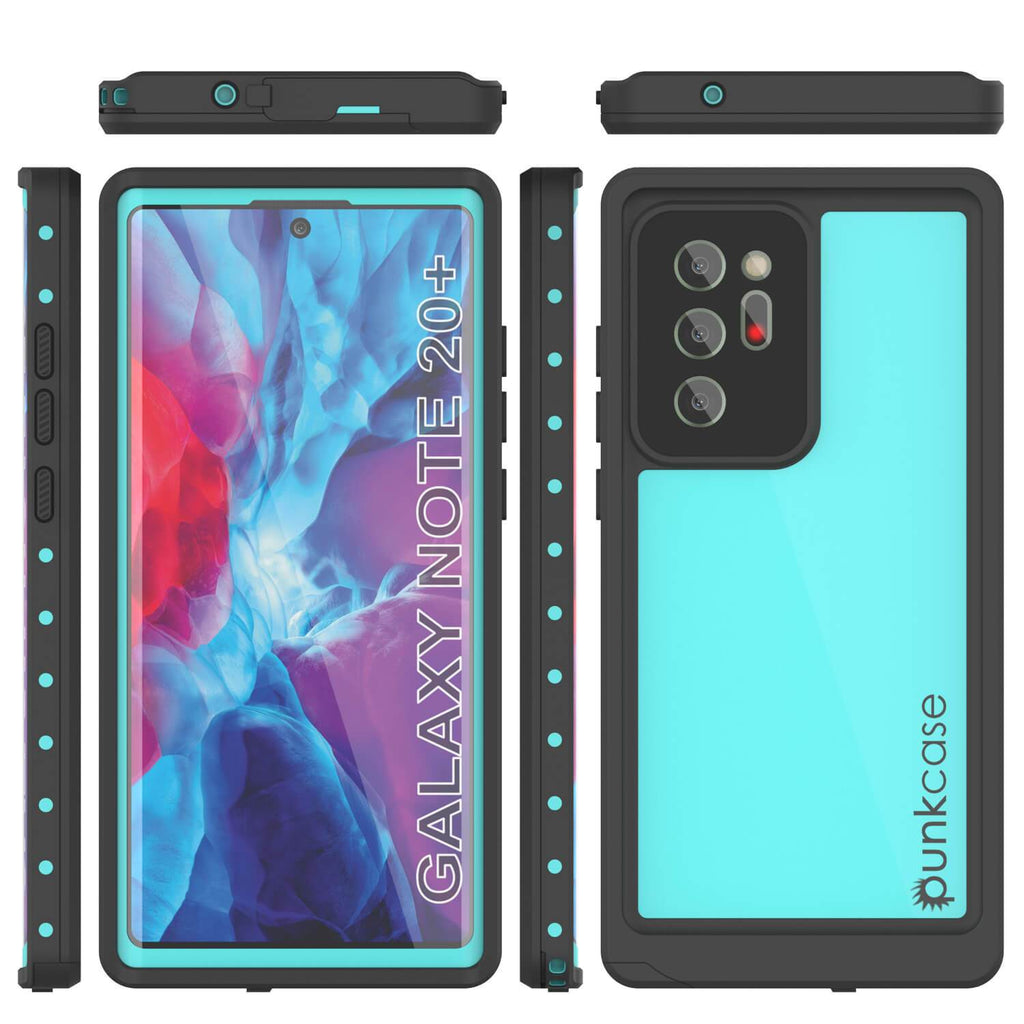 Galaxy Note 20 Ultra Waterproof Case, Punkcase Studstar Series Teal Thin Armor Cover (Color in image: light blue)