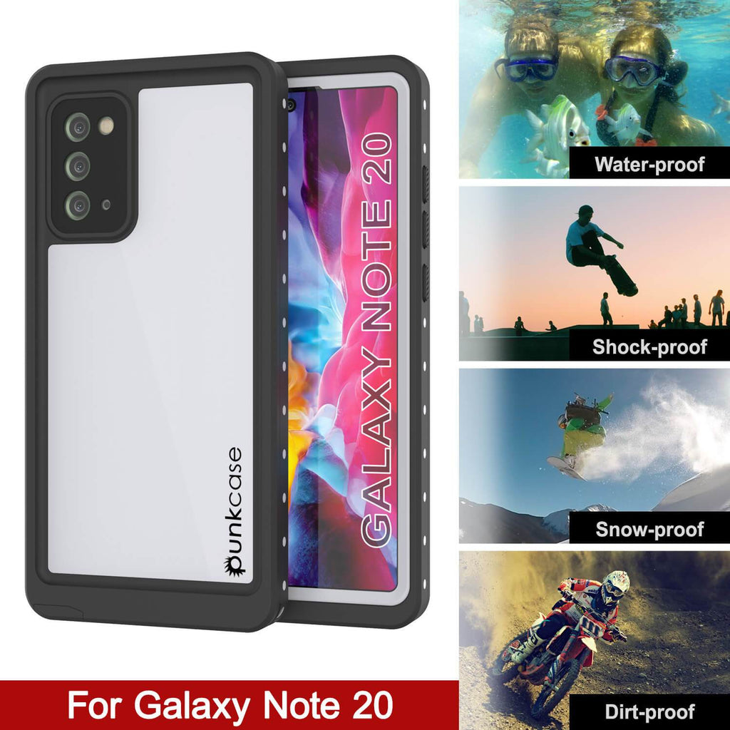 Galaxy Note 20 Waterproof Case, Punkcase Studstar White Thin Armor Cover (Color in image: light green)