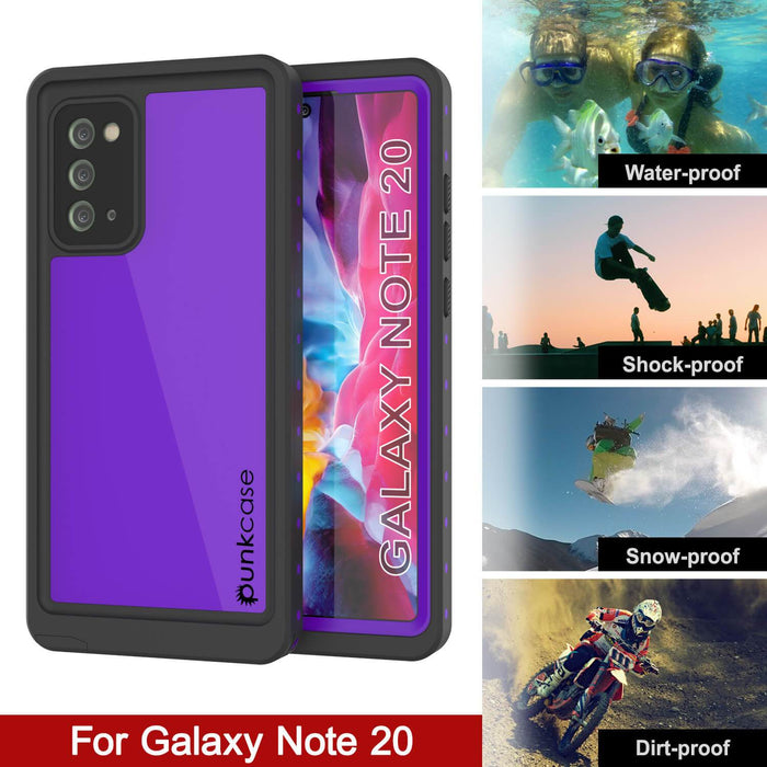 Galaxy Note 20 Waterproof Case, Punkcase Studstar Purple Series Thin Armor Cover (Color in image: light blue)