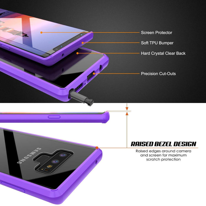 Galaxy Note 9 Case, PUNKcase [LUCID 2.0 Series] [Slim Fit] Armor Cover W/Integrated Anti-Shock System [Purple] (Color in image: Clear)