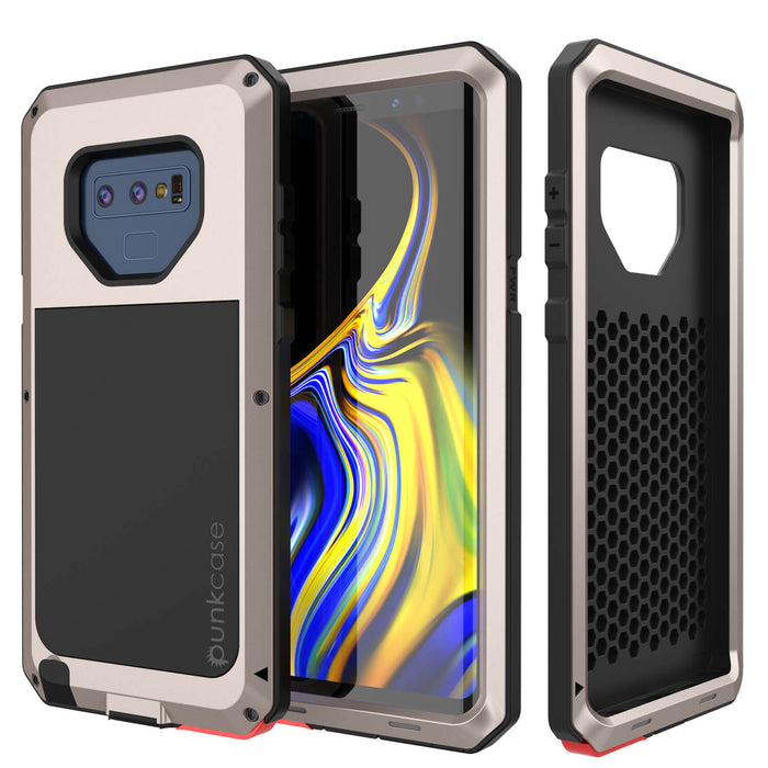 Galaxy Note 9  Case, PUNKcase Metallic Gold Shockproof  Slim Metal Armor Case [Gold] (Color in image: gold)