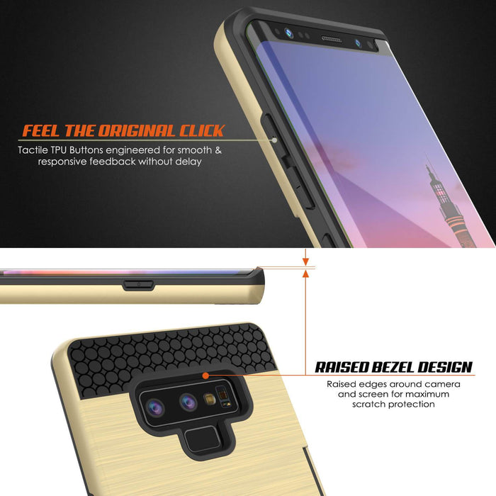 Galaxy Note 9 Case, PUNKcase [SLOT Series] Slim Fit  Samsung Note 9 [Gold] (Color in image: Black)