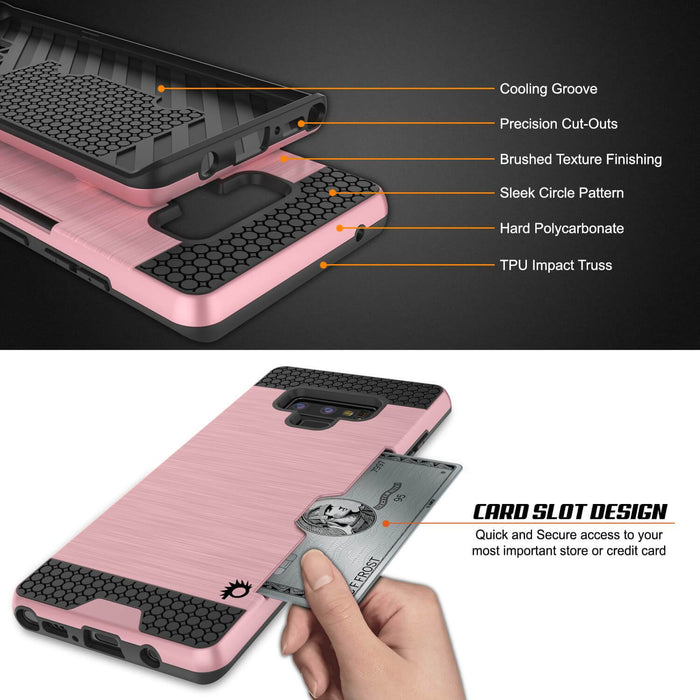 Galaxy Note 9 Case, PUNKcase [SLOT Series] Slim Fit  Samsung Note 9 [Rose Gold] (Color in image: Silver)