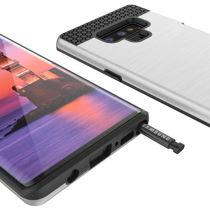 Galaxy Note 9 Case, PUNKcase [SLOT Series] Slim Fit  Samsung Note 9 [Silver] (Color in image: White)