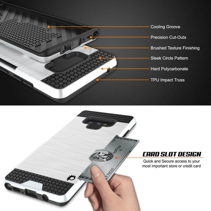 Galaxy Note 9 Case, PUNKcase [SLOT Series] Slim Fit  Samsung Note 9 [White] (Color in image: Dark Grey)