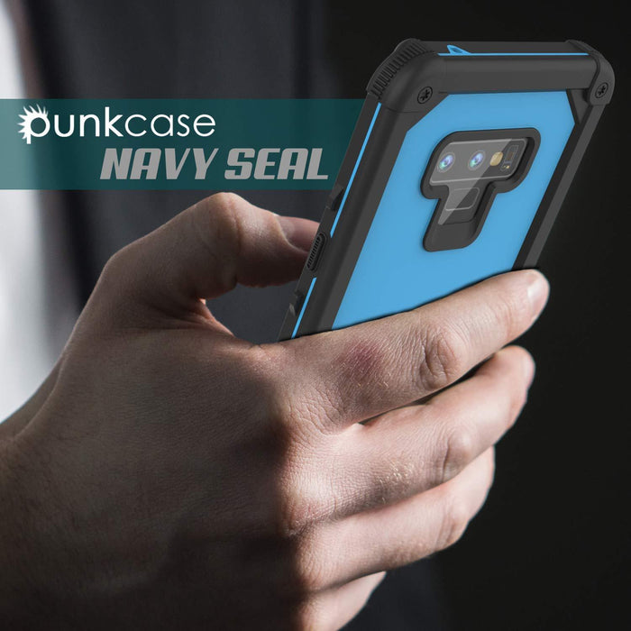 Punkcase Galaxy Note 9 Waterproof Case [Navy Seal Extreme Series] Armor Cover W/ Built In Screen Protector [Light Blue] (Color in image: Teal)