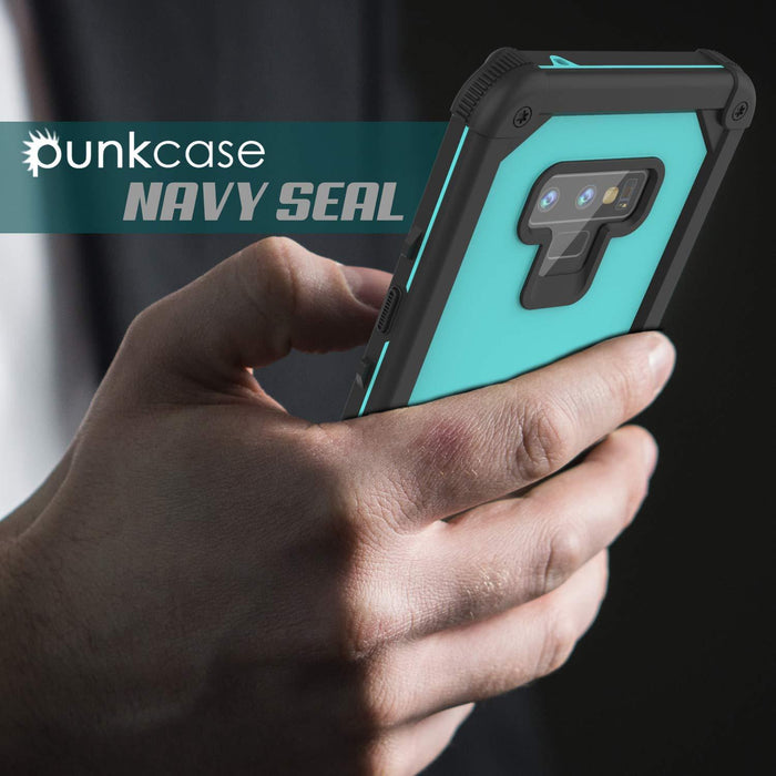 Punkcase Galaxy Note 9 Waterproof Case [Navy Seal Extreme Series] Armor Cover W/ Built In Screen Protector [Teal] (Color in image: White)