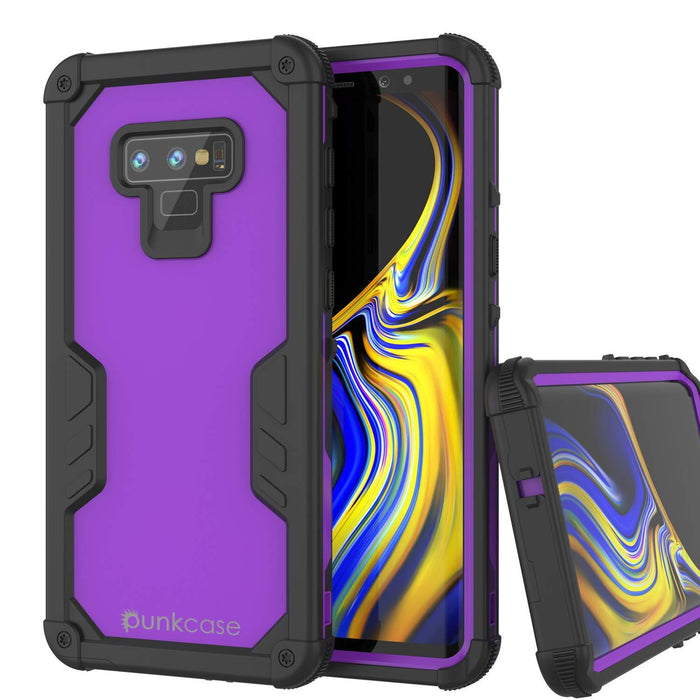 Punkcase Galaxy Note 9 Waterproof Case [Navy Seal Extreme Series] Armor Cover W/ Built In Screen Protector [Purple] (Color in image: Purple)