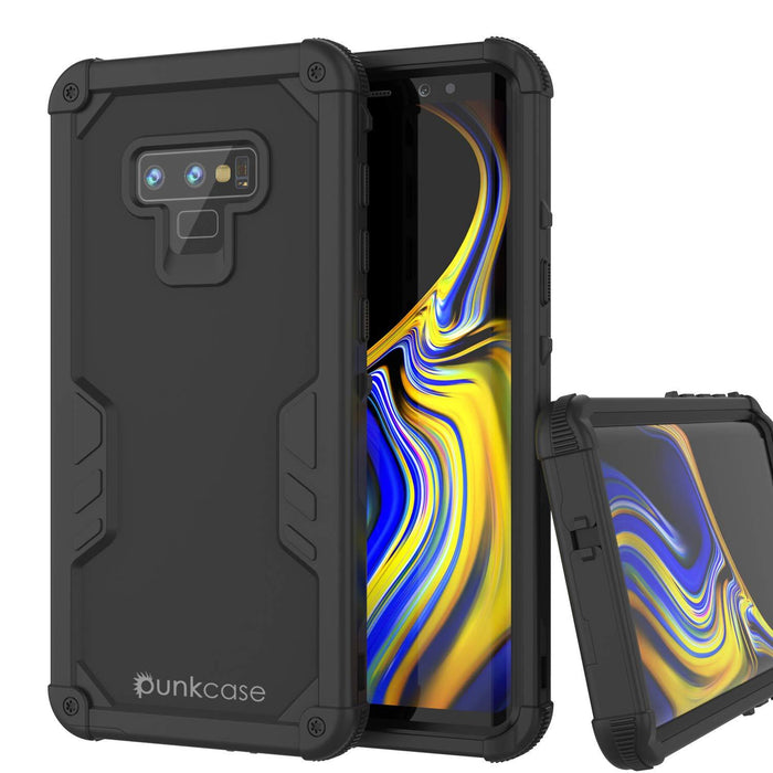 Punkcase Galaxy Note 9 Waterproof Case [Navy Seal Extreme Series] Armor Cover W/ Built In Screen Protector [Black] (Color in image: Black)