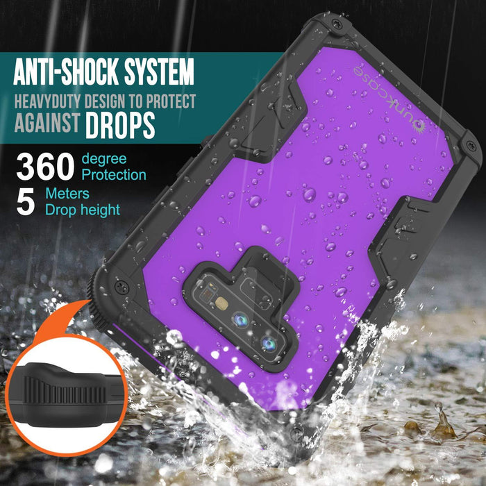 Punkcase Galaxy Note 9 Waterproof Case [Navy Seal Extreme Series] Armor Cover W/ Built In Screen Protector [Purple] (Color in image: White)