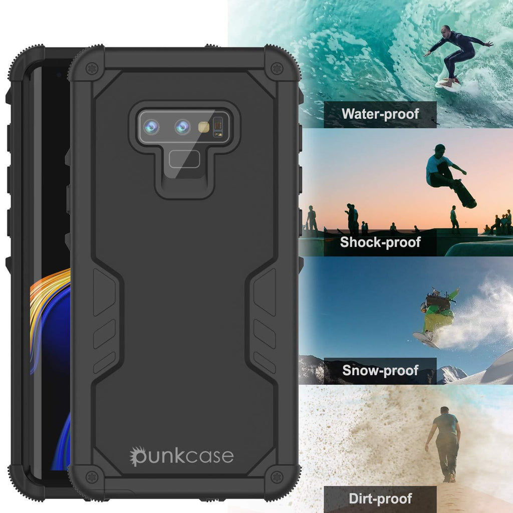 Punkcase Galaxy Note 9 Waterproof Case [Navy Seal Extreme Series] Armor Cover W/ Built In Screen Protector [Black] (Color in image: Pink)