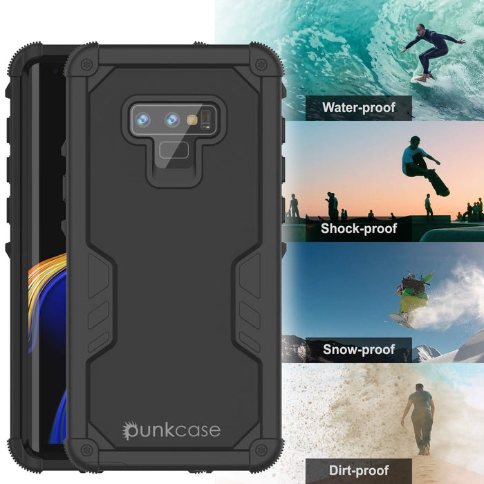 Punkcase Galaxy Note 9 Waterproof Case [Navy Seal Extreme Series] Armor Cover W/ Built In Screen Protector [Black] (Color in image: Pink)