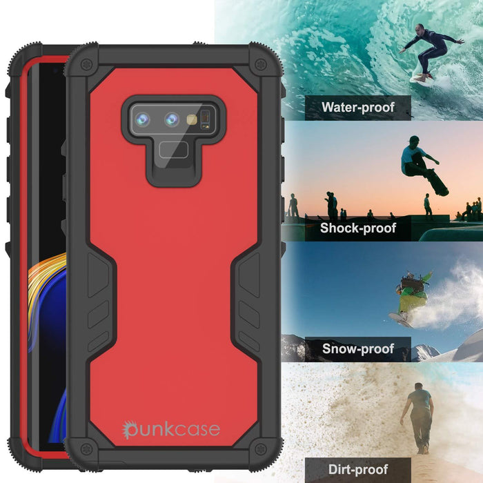 Punkcase Galaxy Note 9 Waterproof Case [Navy Seal Extreme Series] Armor Cover W/ Built In Screen Protector [Red] (Color in image: Pink)