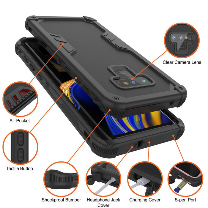 Punkcase Galaxy Note 9 Waterproof Case [Navy Seal Extreme Series] Armor Cover W/ Built In Screen Protector [Black] (Color in image: Teal)