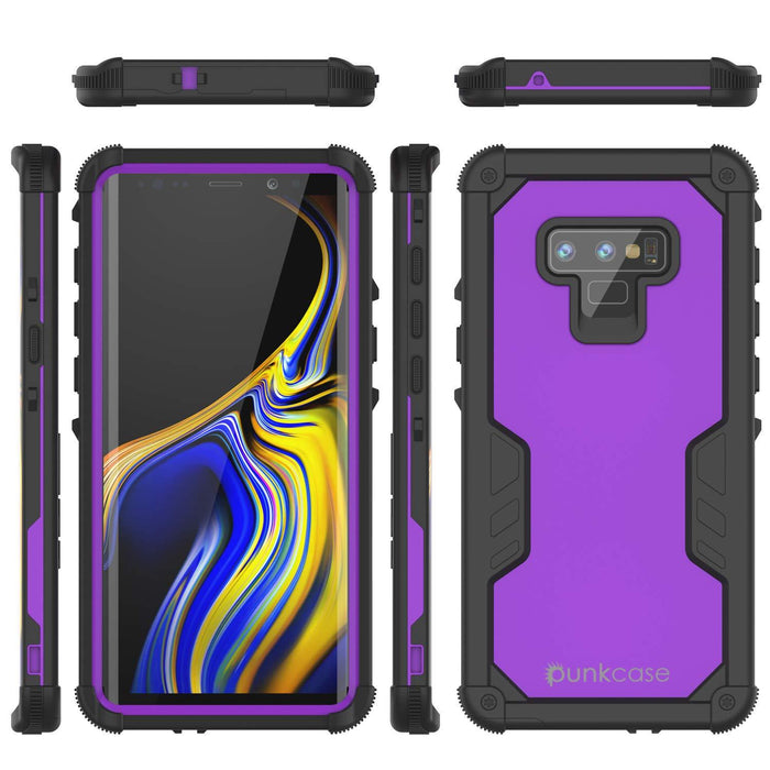 Punkcase Galaxy Note 9 Waterproof Case [Navy Seal Extreme Series] Armor Cover W/ Built In Screen Protector [Purple] (Color in image: Red)