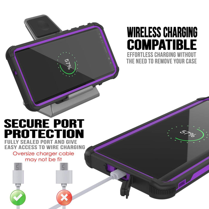 Punkcase Galaxy Note 9 Waterproof Case [Navy Seal Extreme Series] Armor Cover W/ Built In Screen Protector [Purple] (Color in image: Teal)
