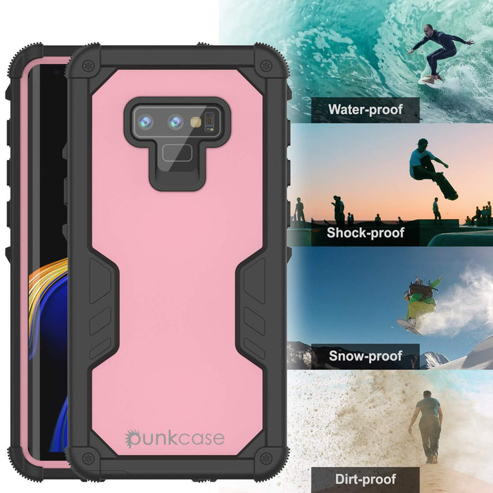 Punkcase Galaxy Note 9 Waterproof Case [Navy Seal Extreme Series] Armor Cover W/ Built In Screen Protector [Pink] (Color in image: Light Blue)