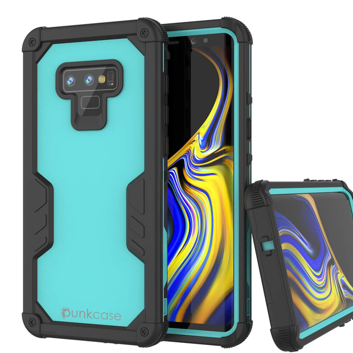 Punkcase Galaxy Note 9 Waterproof Case [Navy Seal Extreme Series] Armor Cover W/ Built In Screen Protector [Teal] (Color in image: Teal)