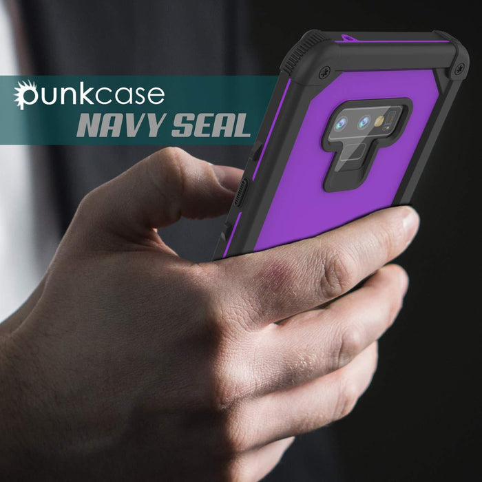 Punkcase Galaxy Note 9 Waterproof Case [Navy Seal Extreme Series] Armor Cover W/ Built In Screen Protector [Purple] (Color in image: Black)