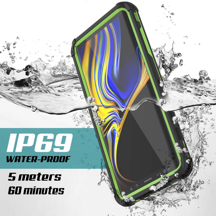 Punkcase Galaxy Note 9 Waterproof Case [Navy Seal Extreme Series] Armor Cover W/ Built In Screen Protector [Light Green] (Color in image: Light Blue)