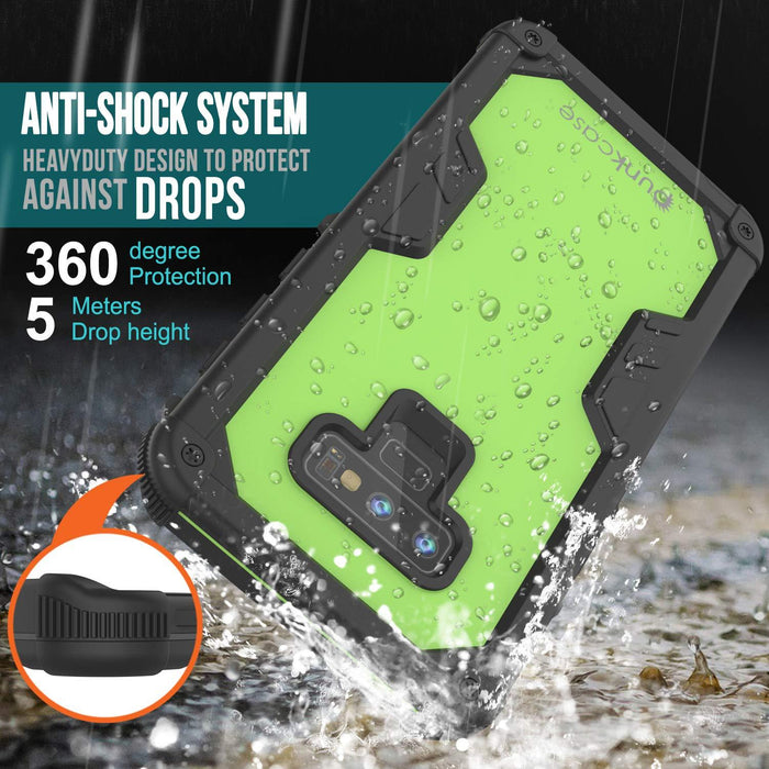 Punkcase Galaxy Note 9 Waterproof Case [Navy Seal Extreme Series] Armor Cover W/ Built In Screen Protector [Light Green] (Color in image: Teal)