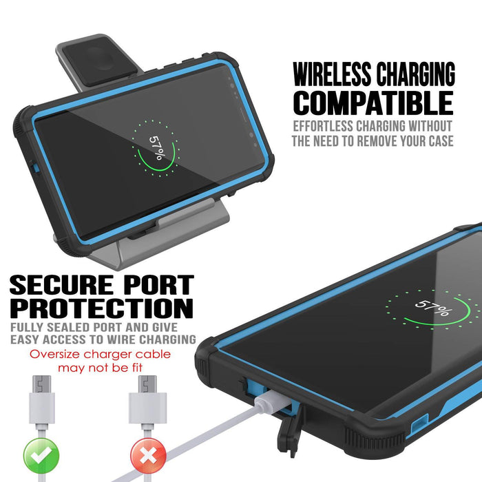 Punkcase Galaxy Note 9 Waterproof Case [Navy Seal Extreme Series] Armor Cover W/ Built In Screen Protector [Light Blue] (Color in image: Light Green)