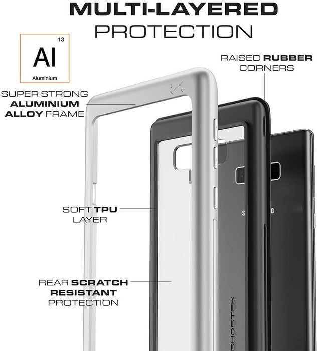 Galaxy Note 9, Ghostek Atomic Slim Case Full Body TPU [Shockproof] | Black (Color in image: Pink)
