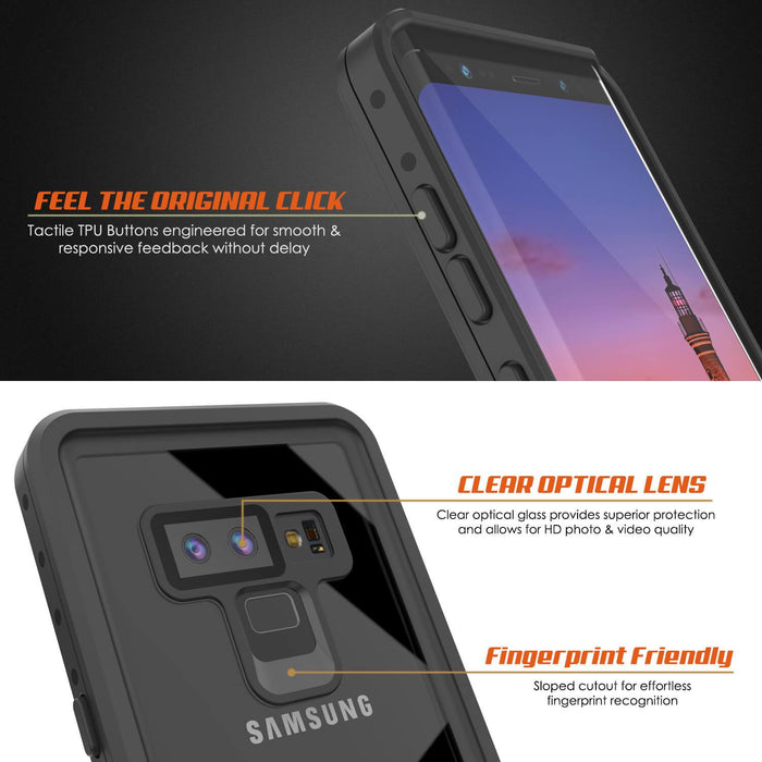 Galaxy Note 9 Waterproof Case Punkсase StudStar Clear Thin 6.6ft Underwater Shock/Snow Proof (Color in image: black)