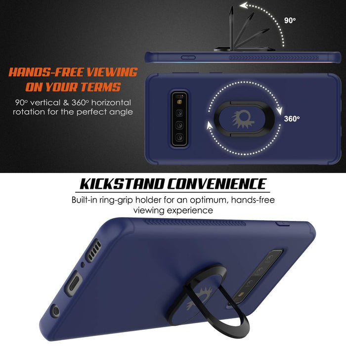 Galaxy S10 Case, Punkcase Magnetix Protective TPU Cover W/ Kickstand, Sceen Protector[Blue] (Color in image: black)