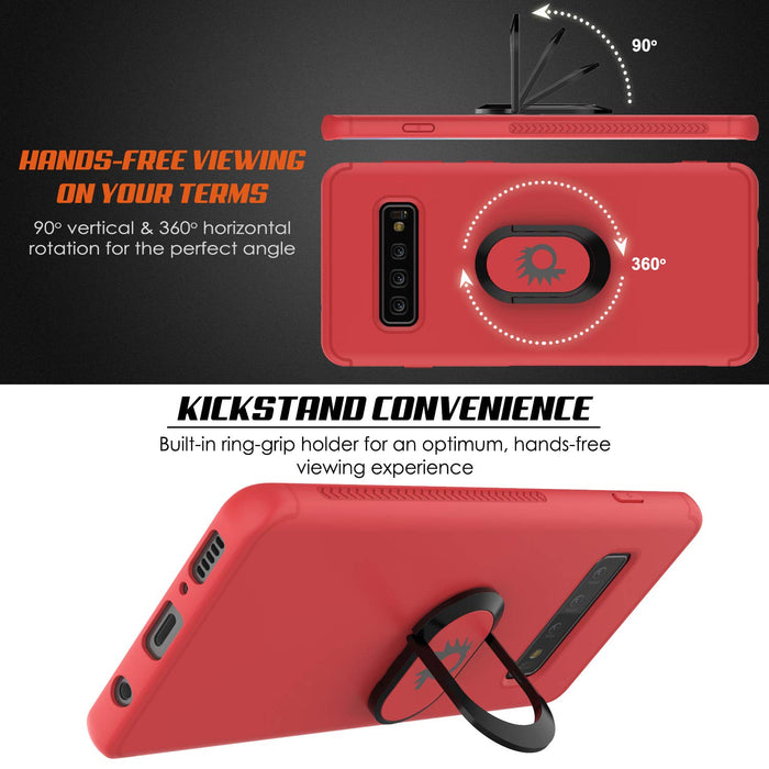 Galaxy S10 Case, Punkcase Magnetix Protective TPU Cover W/ Kickstand, Sceen Protector[Red] (Color in image: black)