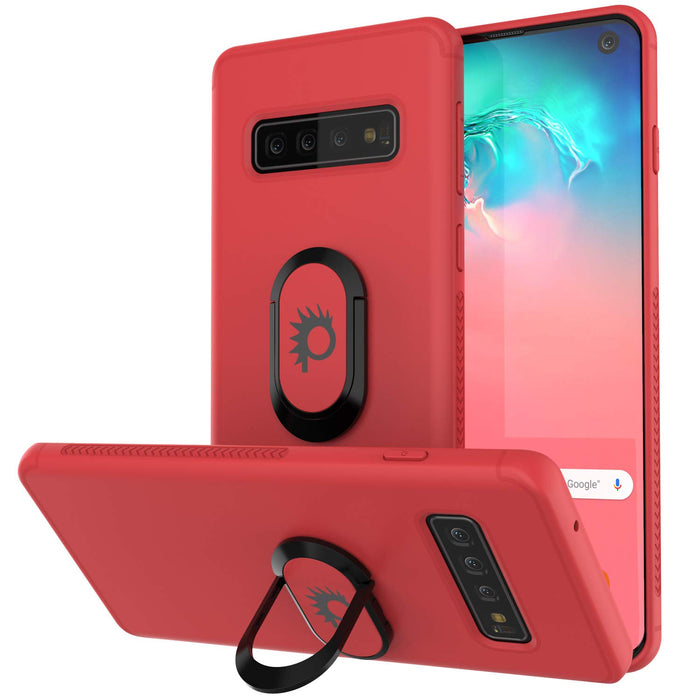 Galaxy S10 Case, Punkcase Magnetix Protective TPU Cover W/ Kickstand, Sceen Protector[Red] (Color in image: red)