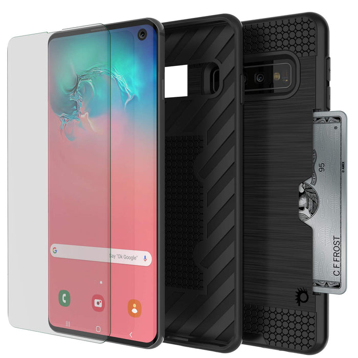Galaxy S10 Case, PUNKcase [SLOT Series] [Slim Fit] Dual-Layer Armor Cover w/Integrated Anti-Shock System, Credit Card Slot [Black] (Color in image: Pink)