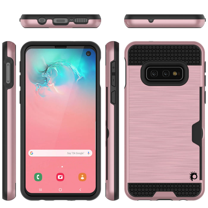 Galaxy S10e Case, PUNKcase [SLOT Series] [Slim Fit] Dual-Layer Armor Cover w/Integrated Anti-Shock System, Credit Card Slot [Rose Gold] (Color in image: Pink)