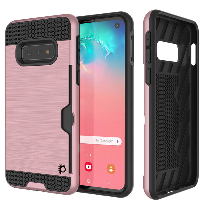 Galaxy S10e Case, PUNKcase [SLOT Series] [Slim Fit] Dual-Layer Armor Cover w/Integrated Anti-Shock System, Credit Card Slot [Rose Gold] (Color in image: Rose)