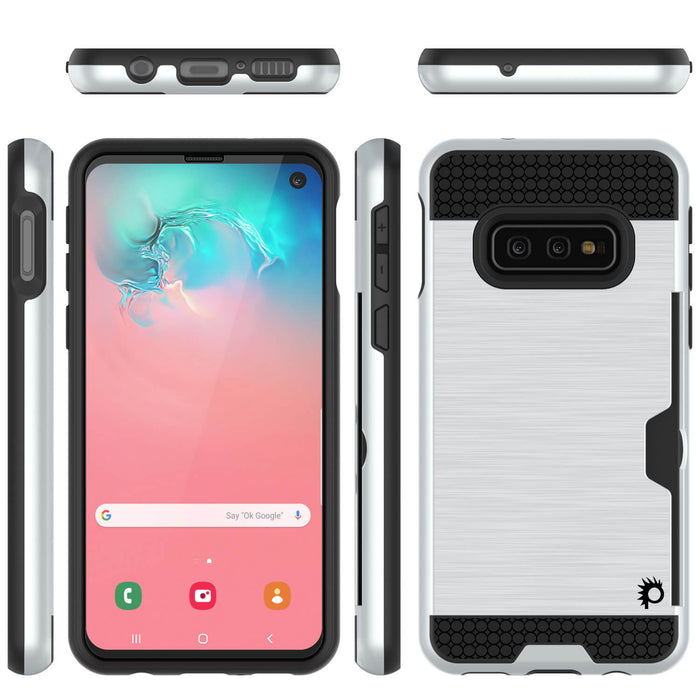 Galaxy S10e Case, PUNKcase [SLOT Series] [Slim Fit] Dual-Layer Armor Cover w/Integrated Anti-Shock System, Credit Card Slot [White] (Color in image: Navy)