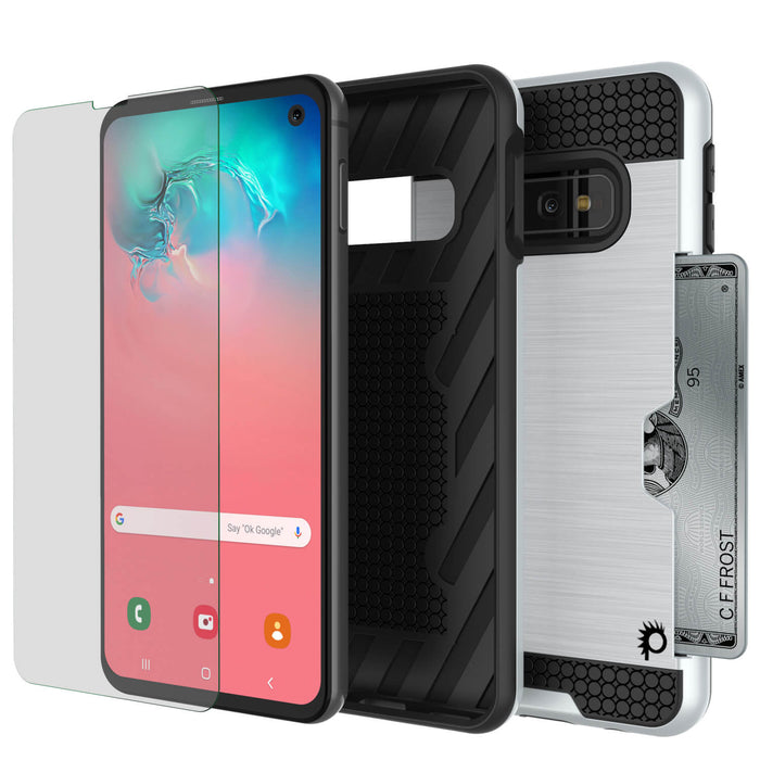 Galaxy S10e Case, PUNKcase [SLOT Series] [Slim Fit] Dual-Layer Armor Cover w/Integrated Anti-Shock System, Credit Card Slot [White] (Color in image: Pink)
