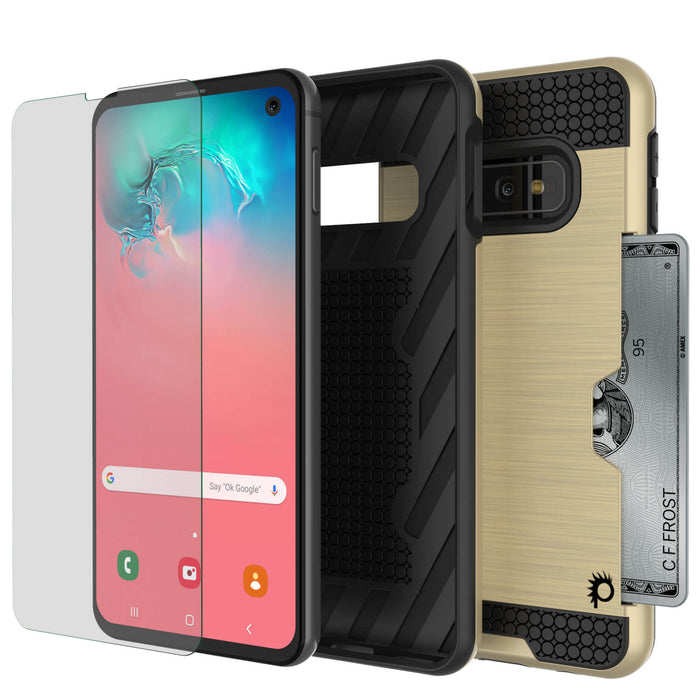 Galaxy S10e Case, PUNKcase [SLOT Series] [Slim Fit] Dual-Layer Armor Cover w/Integrated Anti-Shock System, Credit Card Slot [Gold] (Color in image: Pink)