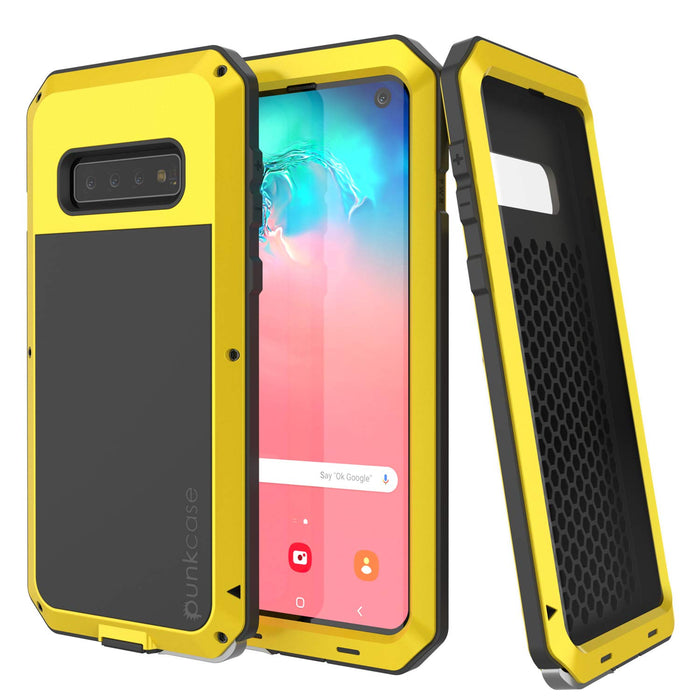 Galaxy S10 Metal Case, Heavy Duty Military Grade Rugged Armor Cover [Neon] (Color in image: Neon)